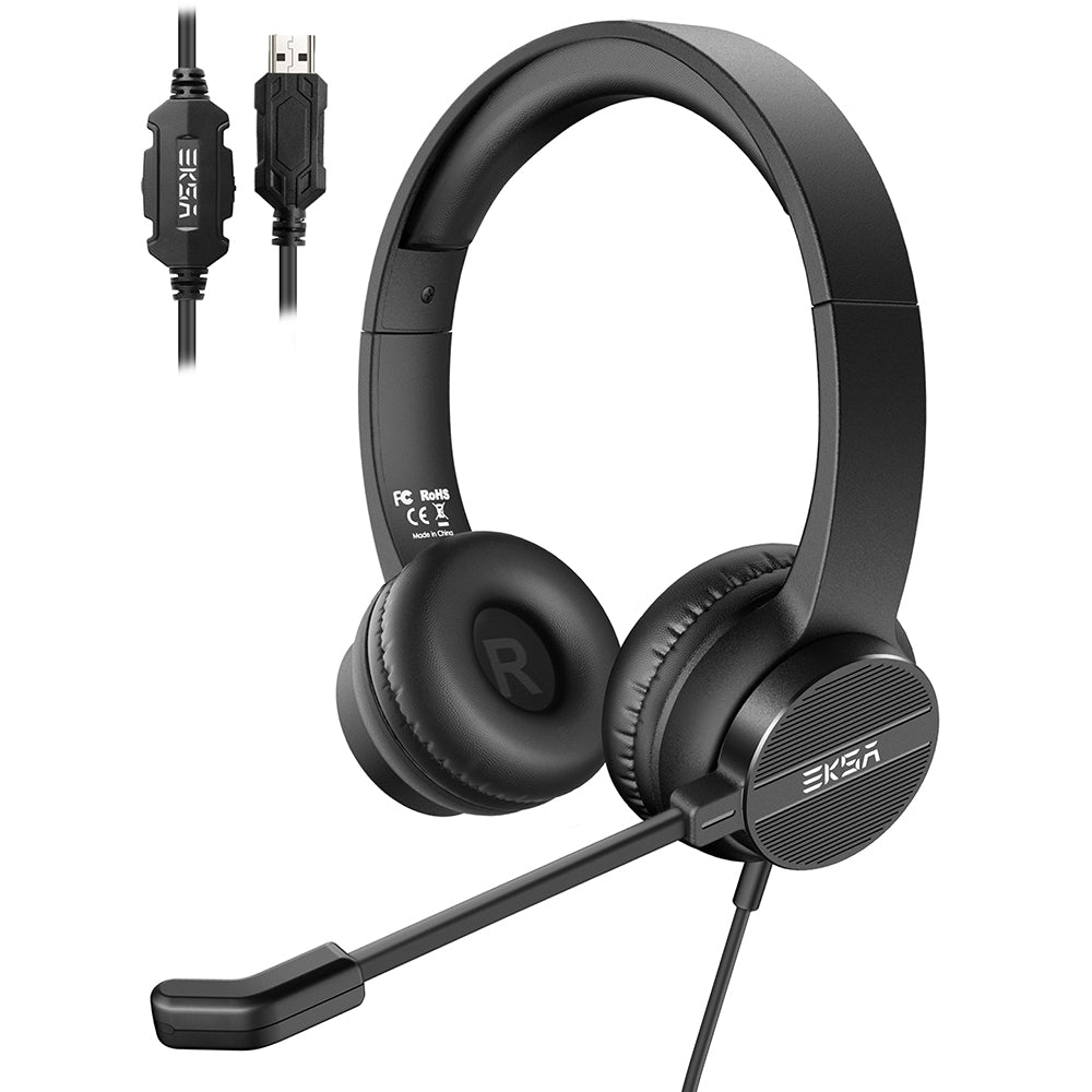 EKSA H12E USB Wired Over-ear Headphone Call Operator ENC Noise-cancelling Headset with Rotatable Microphone EKSA H12E USB Wired Over-ear Headphone Call Operator ENC Noise-cancelling Headset with Rotatable Microphone
